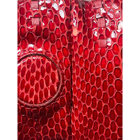 Brighton Red Patent Leather Mock Snake Skin Shoulder Bag Purse Shiny Rare - Picture 9 of 9